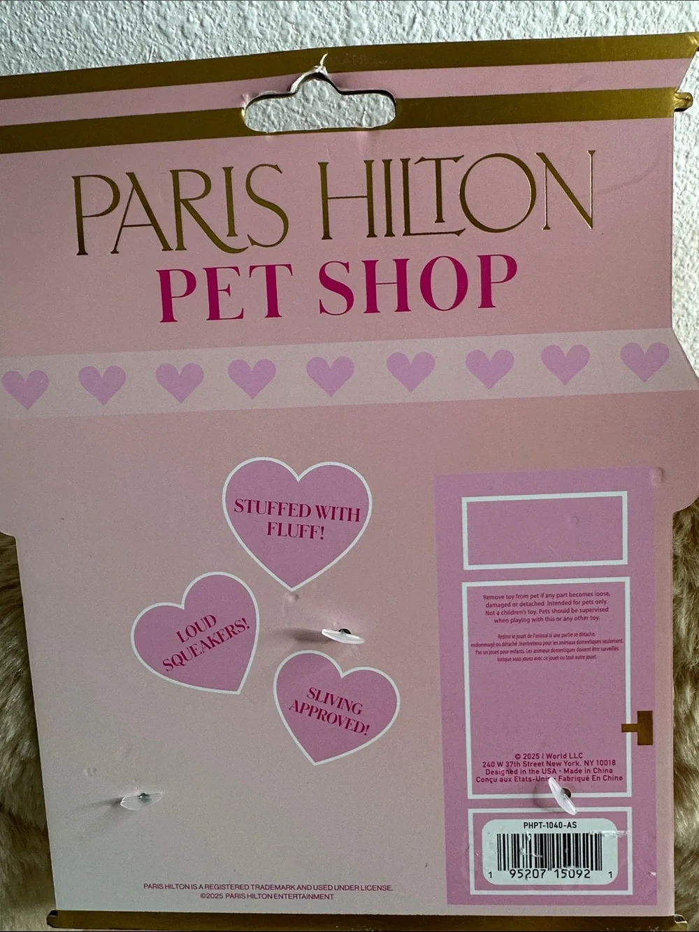 Paris Hilton Plush Dog with Pink Bandana - Cream Fur